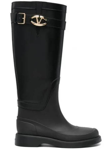 V Logo Bold Edition Middle Boots Black - VALENTINO - BALAAN 1