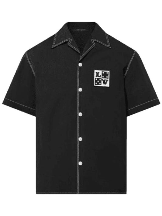 Embroidered cotton short sleeve shirt black - LOUIS VUITTON - BALAAN 1