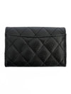 Classic Card Holder Grained Calfskin Silver Black - CHANEL - BALAAN 3