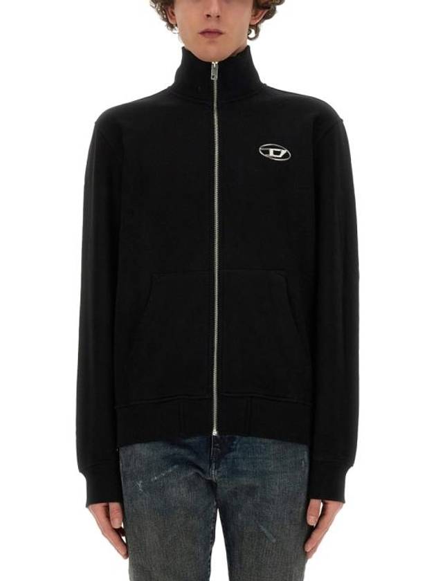 S-Genie Metallic Logo Zip Up Jacket Black - DIESEL - BALAAN 2