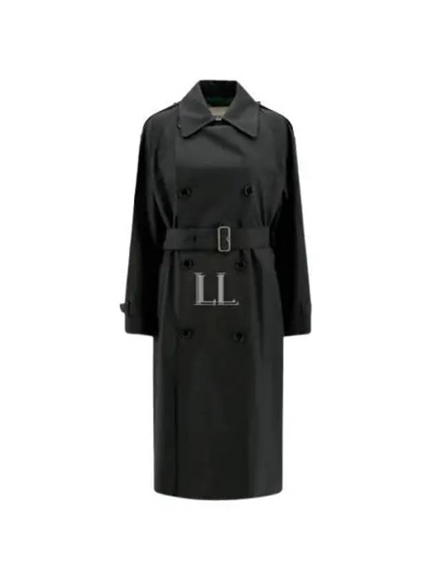 Long Gabardine Trench Coat Black - BURBERRY - BALAAN 2