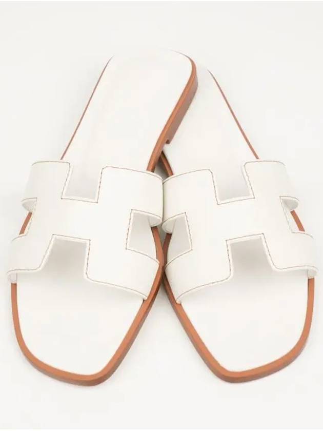 Oran Calfskin Slippers Blanc - HERMES - BALAAN 2