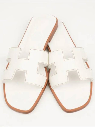 Oran Calfskin Slippers Blanc - HERMES - BALAAN 2