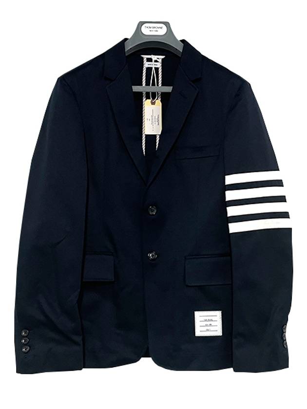 4 Bar Armband Cotton Blazer Jacket Navy - THOM BROWNE - BALAAN 3