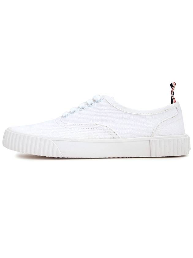 Women's Heritage Cotton Canvas Low Top Sneakers White - THOM BROWNE - BALAAN 5