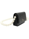 Nell black lambskin pearl strap champagne gold CC logo WOC cross bag AP1841 - CHANEL - BALAAN 4