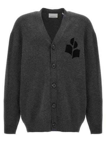 Curtis Logo Intarsia Knitted Cardigan Anthracite - ISABEL MARANT - BALAAN 1