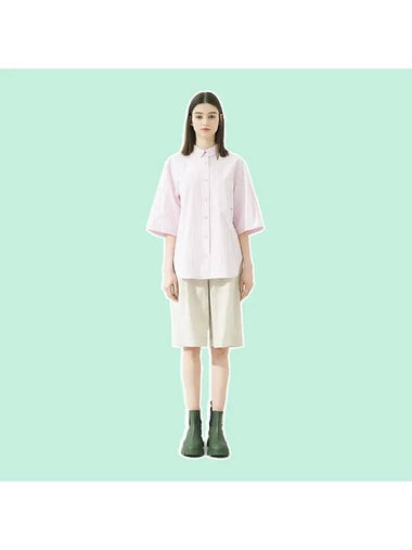 dyed striped short sleeve shirt light pink - VOYONN - BALAAN 1