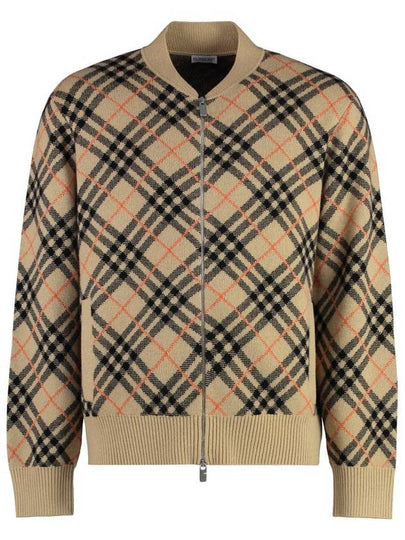 Check Knit Cashmere Bomber Jacket Sand - BURBERRY - BALAAN 2