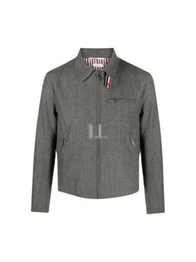 Crispy Wool Golf Zip-Up Jacket Grey - THOM BROWNE - BALAAN 2