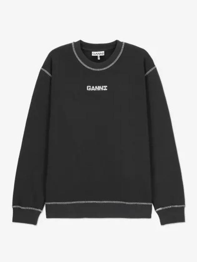 Isoli Logo Relaxed Cotton Sweatshirt Phantom - GANNI - BALAAN 2