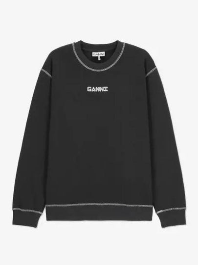 Isoli Logo Relaxed Cotton Sweatshirt Phantom - GANNI - BALAAN 2