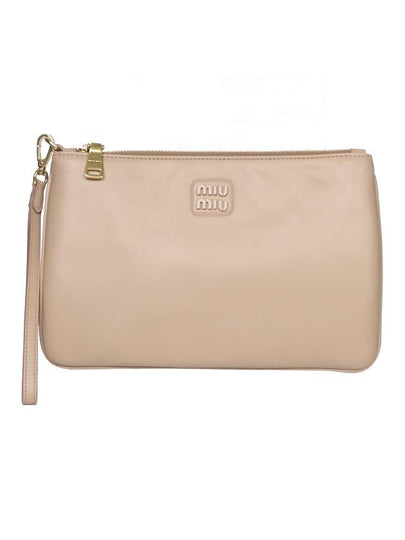 Logo Strap Leather Clutch Bag Pink - MIU MIU - BALAAN 2