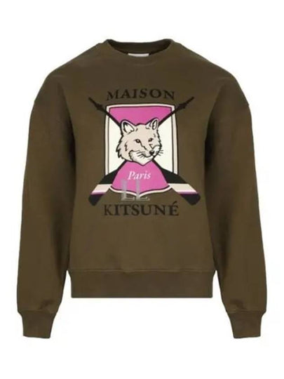 College Fox Print Sweatshirt Khaki - MAISON KITSUNE - BALAAN 2