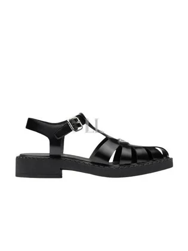 Brushed Leather Fisherman Sandals Black - PRADA - BALAAN 2