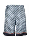 Geometric Square G Print Silk Shorts Blue - GUCCI - BALAAN 2