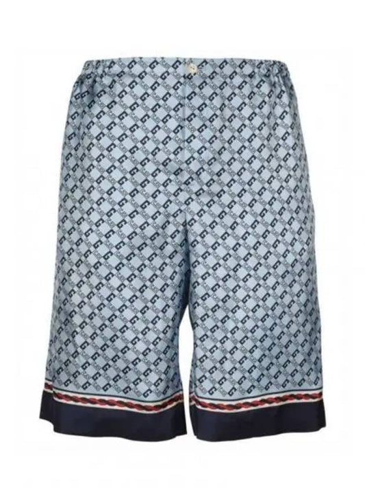 Geometric Square G Print Silk Shorts Blue - GUCCI - BALAAN 2