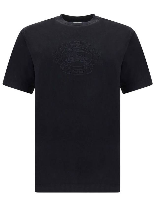 Embroidered Logo Cotton Short Sleeve T-Shirt Black - BURBERRY - BALAAN 2