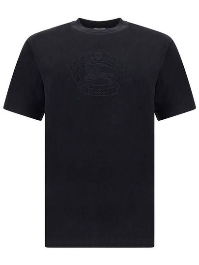 Embroidered Logo Cotton Short Sleeve T-Shirt Black - BURBERRY - BALAAN 2