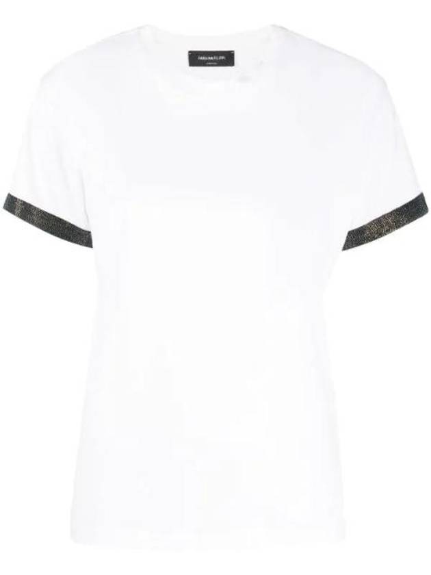 Embellished Trim Crewneck Short Sleeve T-Shirt - FABIANA FILIPPI - BALAAN 1