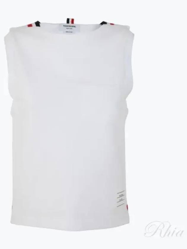 Women's Pick Rib Gusset Boat Neck Sleeveless White - THOM BROWNE - BALAAN 2