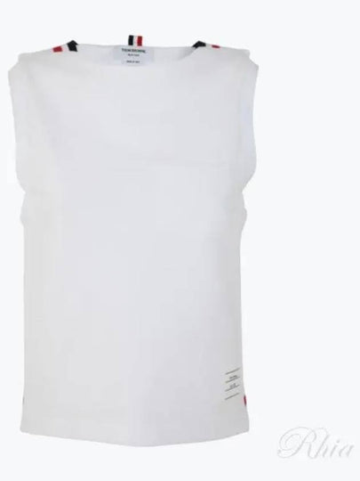 Women's Pick Rib Gusset Boat Neck Sleeveless White - THOM BROWNE - BALAAN 2