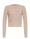 Crew Neck Brushed Wool Alpaca Knit Top Beige - AMI - BALAAN 2