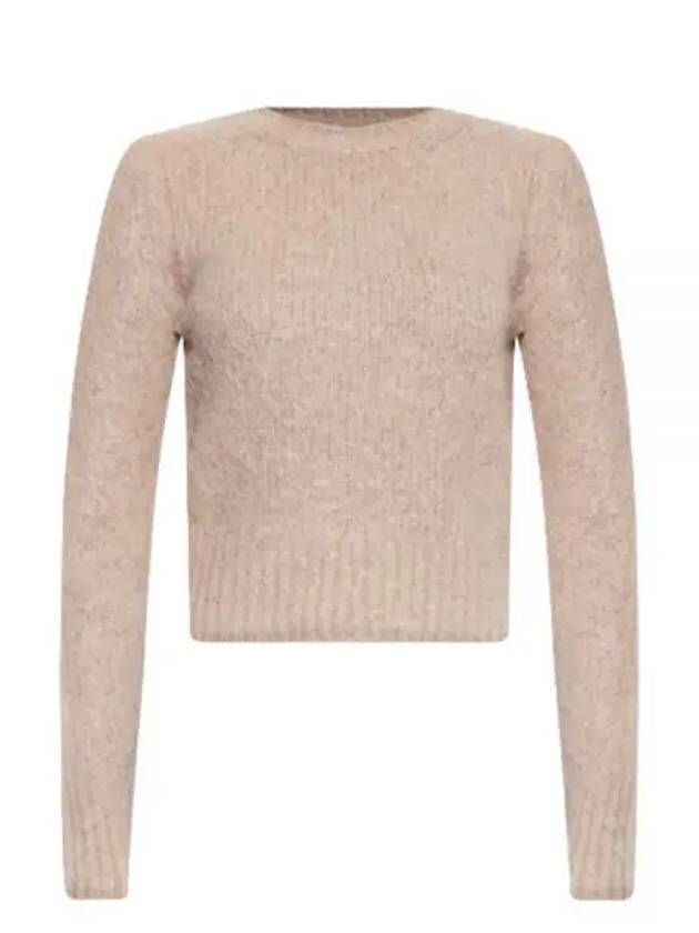 Crew Neck Brushed Wool Alpaca Knit Top Beige - AMI - BALAAN 2