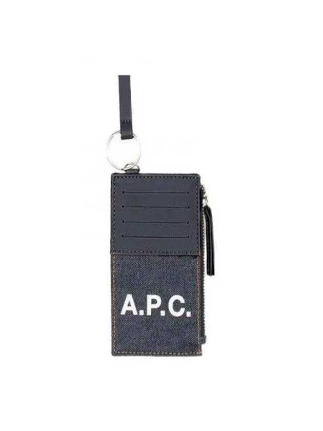 Axel Strap Leather Card Wallet Dark Navy - A.P.C. - BALAAN 2