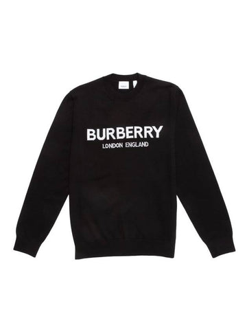 Logo Intarsia Wool Blend Knit Top Black - BURBERRY - BALAAN 1