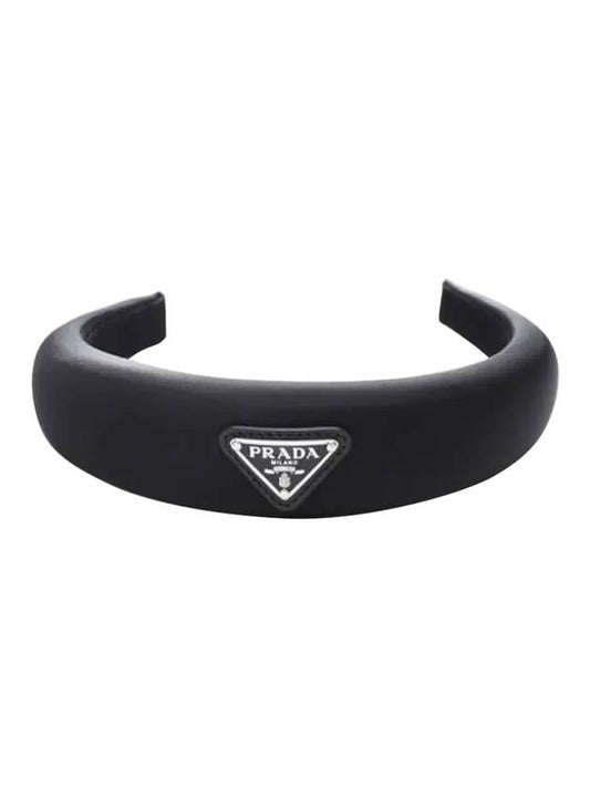 Re-Nylon Triangle Logo Band Hair Accessories Black - PRADA - BALAAN 1