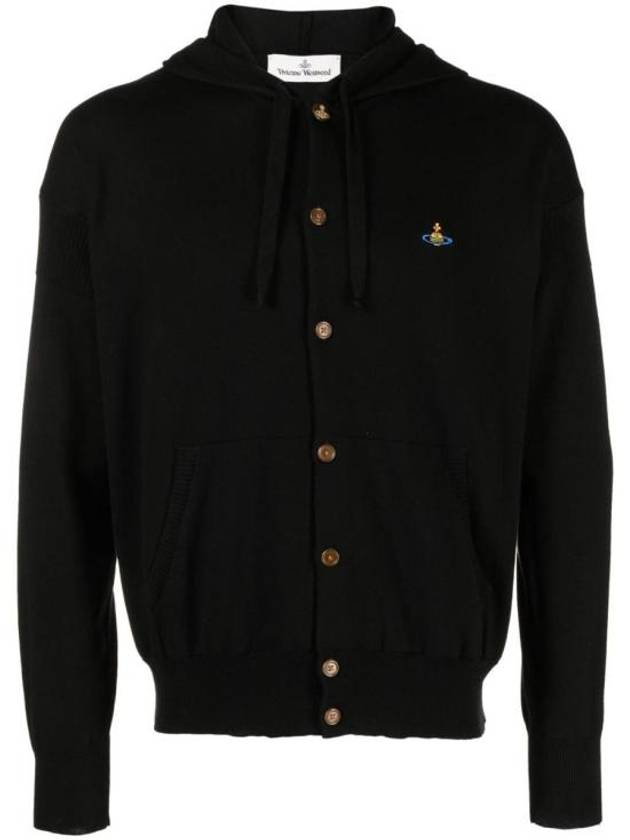 Embroidered Logo Hoodie Cardigan Black - VIVIENNE WESTWOOD - BALAAN 1