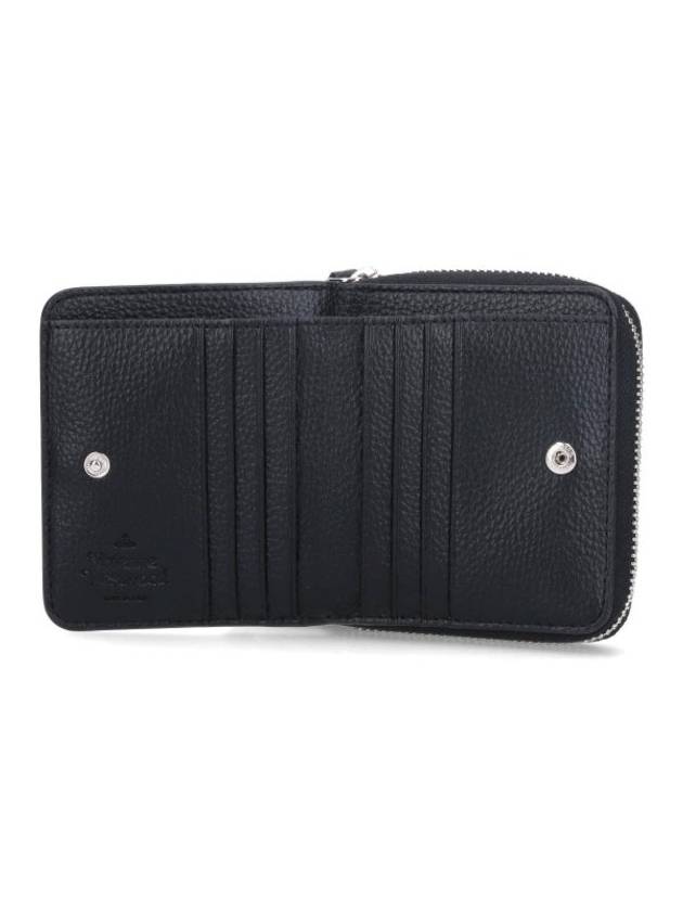 Logo Plaque Zip-Up Half Wallet Black - VIVIENNE WESTWOOD - BALAAN 3