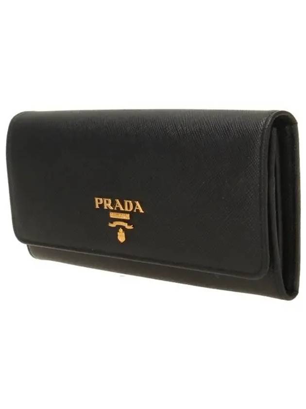 Metal Logo Saffiano Long Wallet Black - PRADA - BALAAN 3