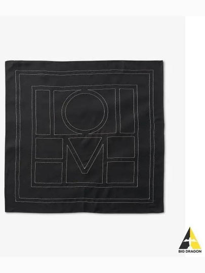 Embroidered Monogram Silk Scarf Black - TOTEME - BALAAN 2