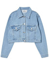 Women's Crop Washed Denim Jacket Blue GB1 WDJK 52 LBL - THE GREEN LAB - BALAAN 1