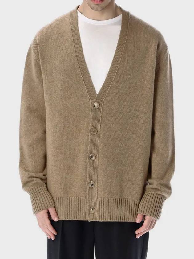 Back Stitch Logo Wool V-Neck Cardigan Camel - MAISON MARGIELA - BALAAN 3