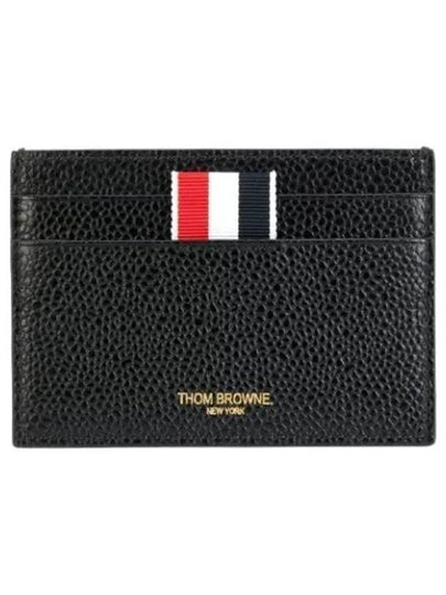 Stripe Note Compartment Pebble Grain Leather Card Wallet Black - THOM BROWNE - BALAAN 2