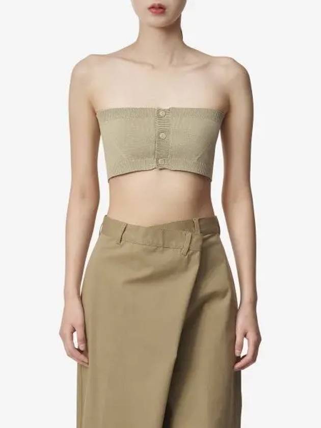 Knit button up cropped sleeveless top khaki beige A23SB02ADKHBE - AURALEE - BALAAN 1