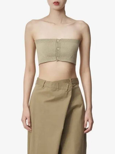 Knit button up cropped sleeveless top khaki beige A23SB02ADKHBE - AURALEE - BALAAN 1