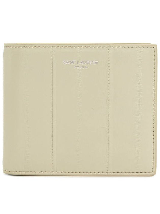 Texture Leather Half Wallet Beige - SAINT LAURENT - BALAAN 1