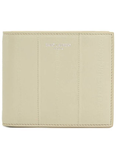 Texture Leather Half Wallet Beige - SAINT LAURENT - BALAAN 2