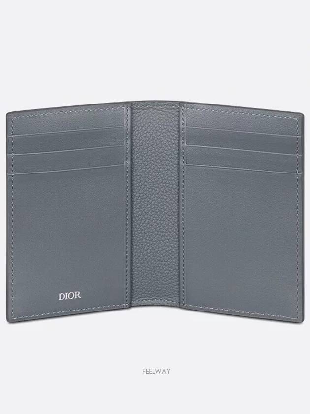 Vertical 2 tier Card Wallet Deep Gray Dior Gravity Leather - DIOR - BALAAN 3