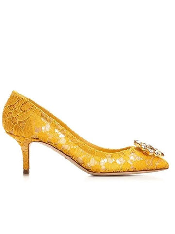 Brooch Lace Rainbow Pumps Heel Yellow - DOLCE&GABBANA - BALAAN 1