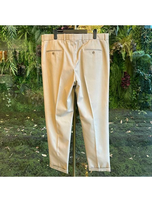 Pintuck Viscose Virgin Wool Tapered Straight Pants Beige - LORO PIANA - BALAAN 5