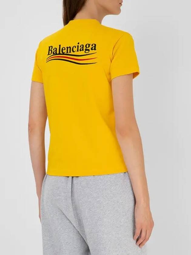 Wave Logo Slim Fit Short Sleeve T-Shirt Yellow - BALENCIAGA - BALAAN 5