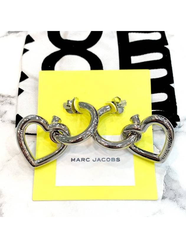 Double Heart Hoop Earrings Silver - MARC JACOBS - BALAAN 3