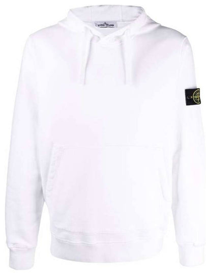 Wappen Patch Brushed Cotton Fleece Hoodie White - STONE ISLAND - BALAAN 2