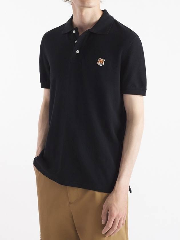 Fox Head Patch Cotton Polo Shirt Black - MAISON KITSUNE - BALAAN 4