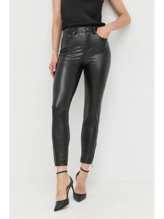 Zipper Faux Leather Skinny Pants Black - MICHAEL KORS - BALAAN 1